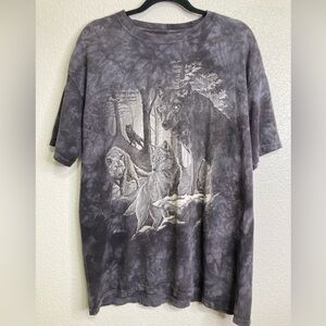 The Mountain Shirt Mens XL Hunting Wolves Graphic Black Tie Dye Wildlife Y2K